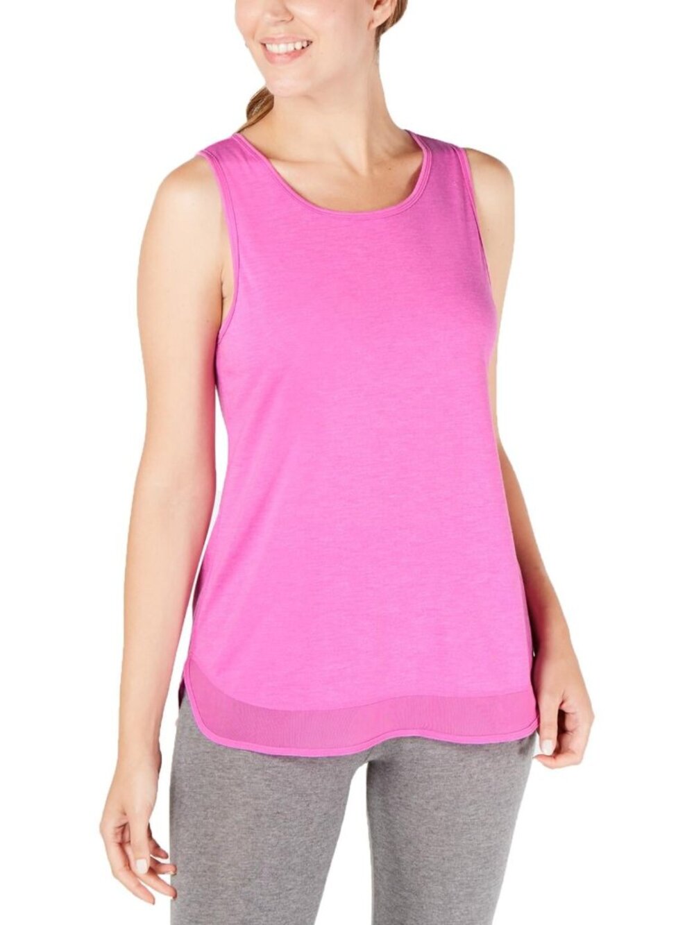 Ideology Womens Mesh Hem Tank Top